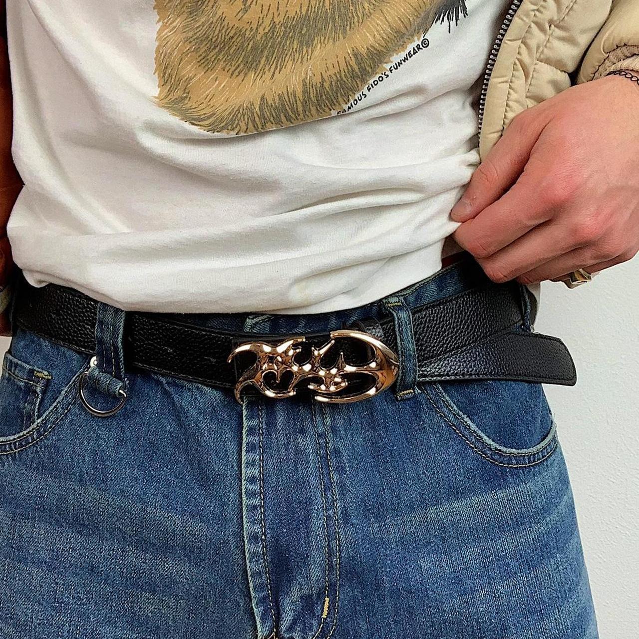 Black Leather Chain Belt