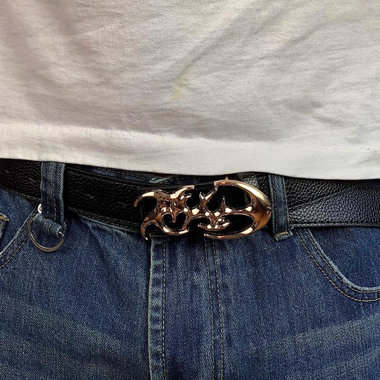 Black Leather Chain Belt